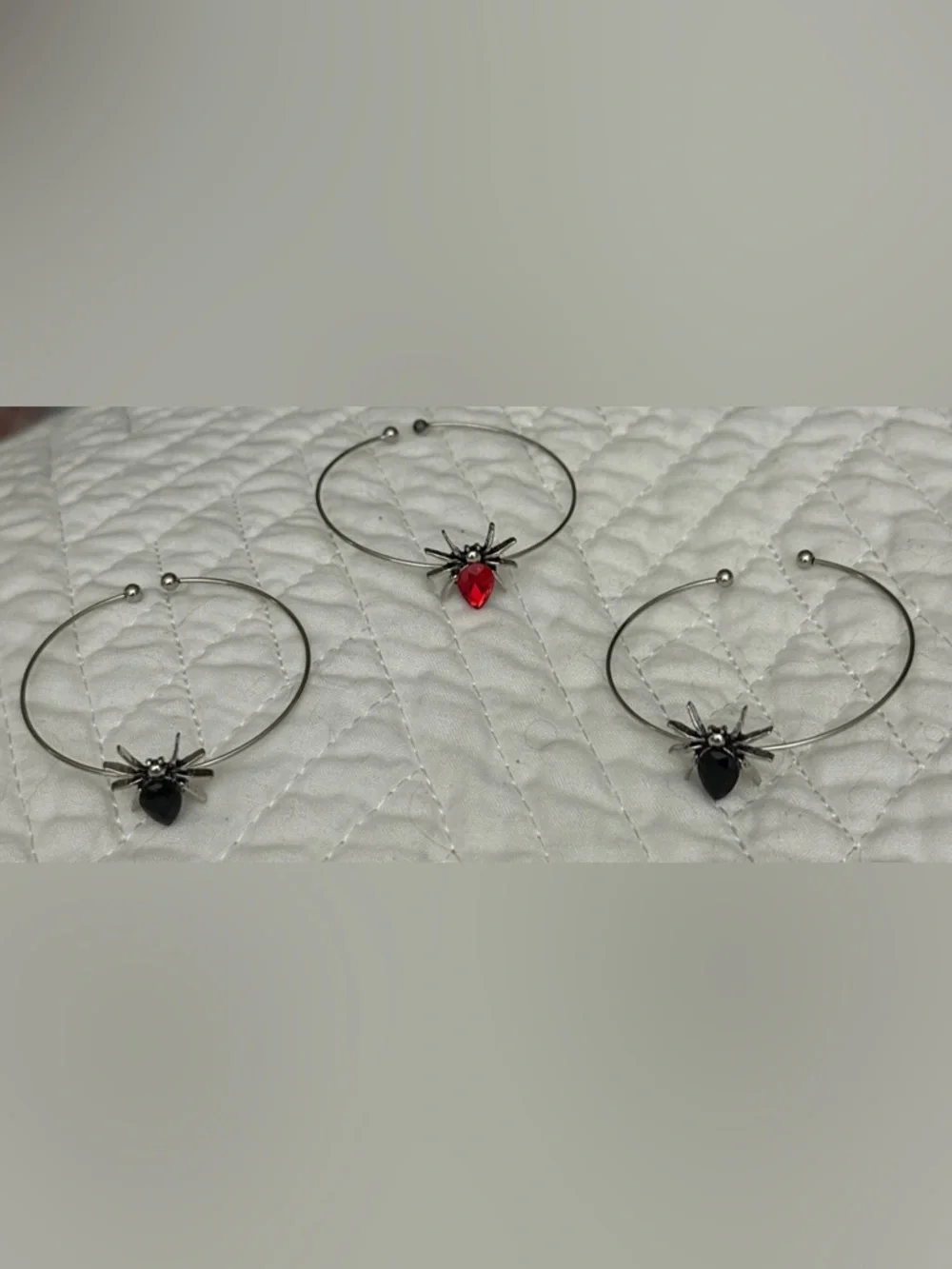 Silver Hoop Bracelet with Red or Black Spider Charm - Kids Jewelry